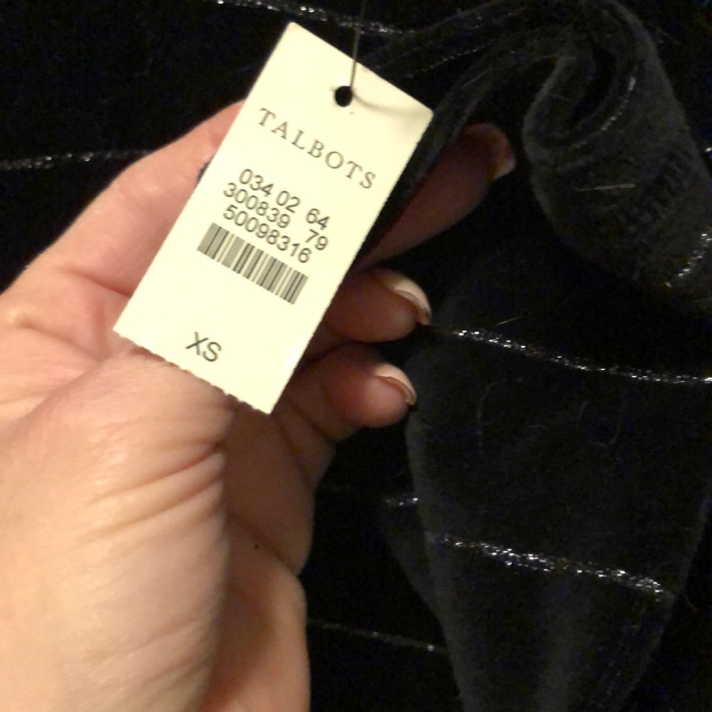 Talbots velvet cowl neck striped glitter sweater